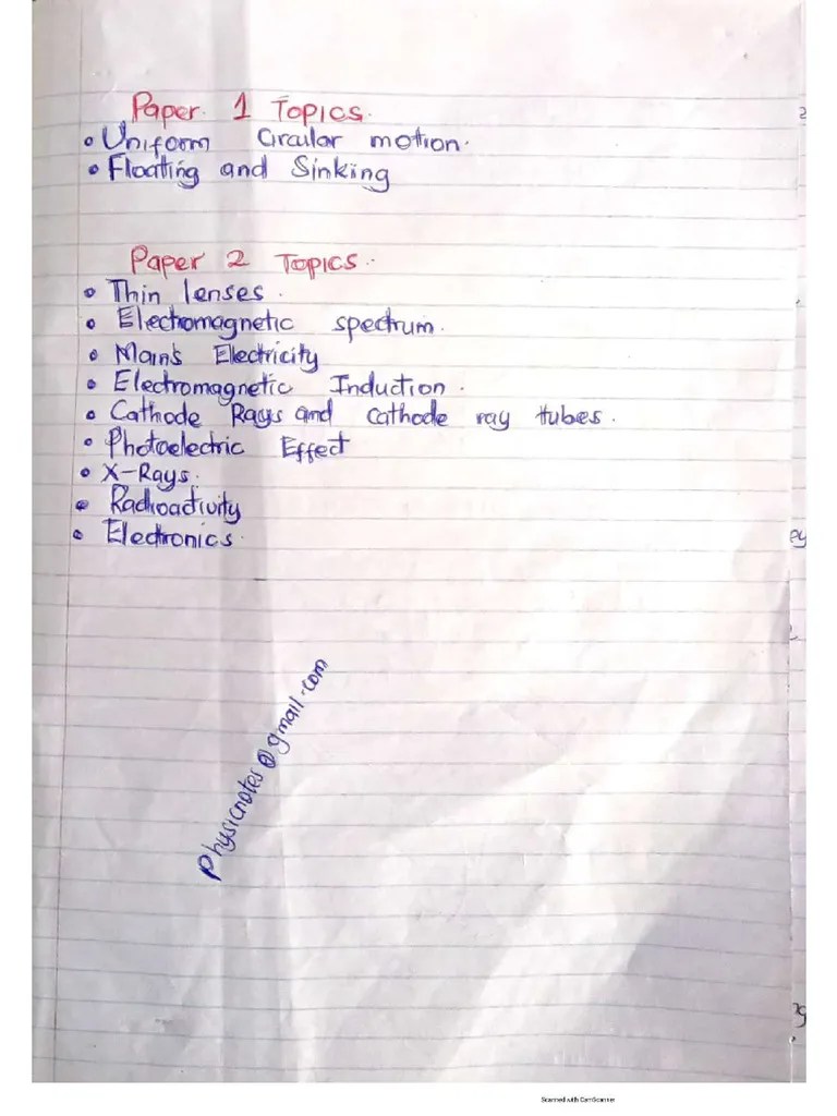 Physics Form 4 Notes Handwritten - Compressed | PDF