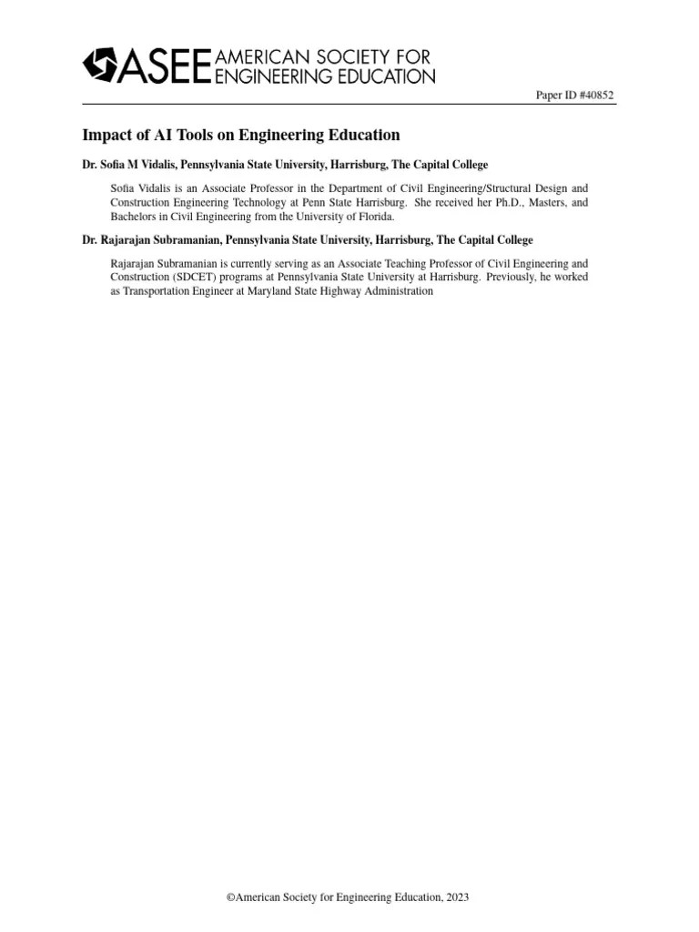 Impact Of Ai Tools On Engineering Education | PDF | Artificial ...