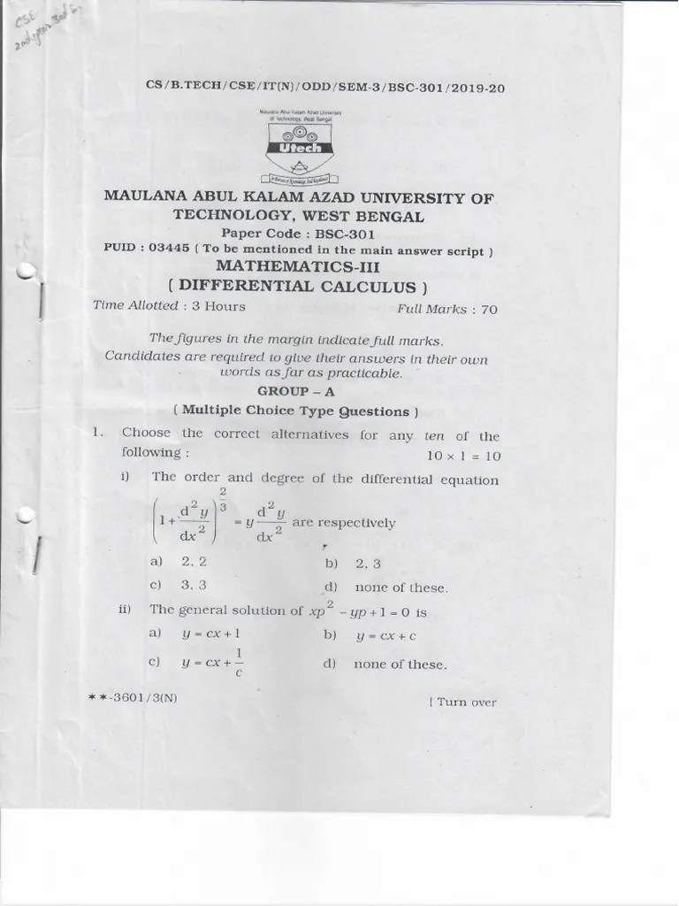 Mathematics - III (Differential Calculus) | PDF