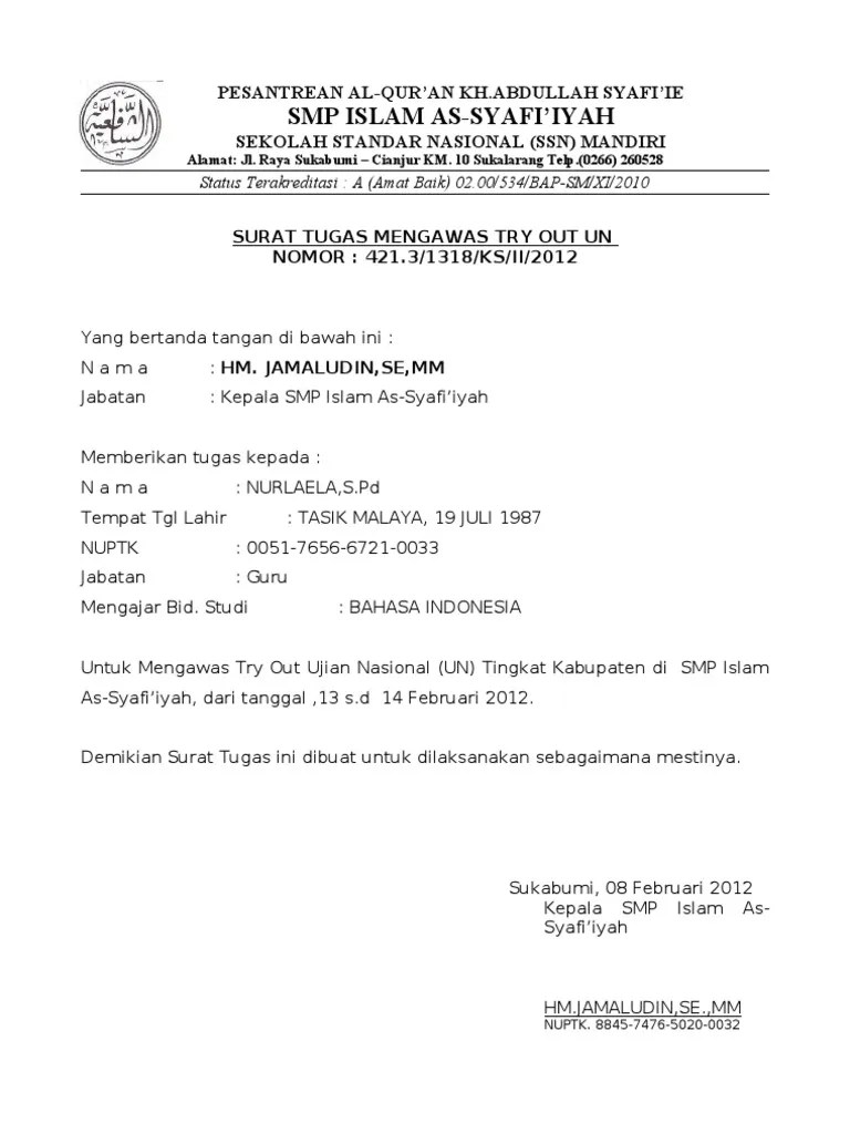 Kenapa demikian admin membagikan jadwal pengawas try out us un dan sk panitia. Contoh Surat Tugas Mengawas Ujian Sekolah Kumpulan Surat Penting