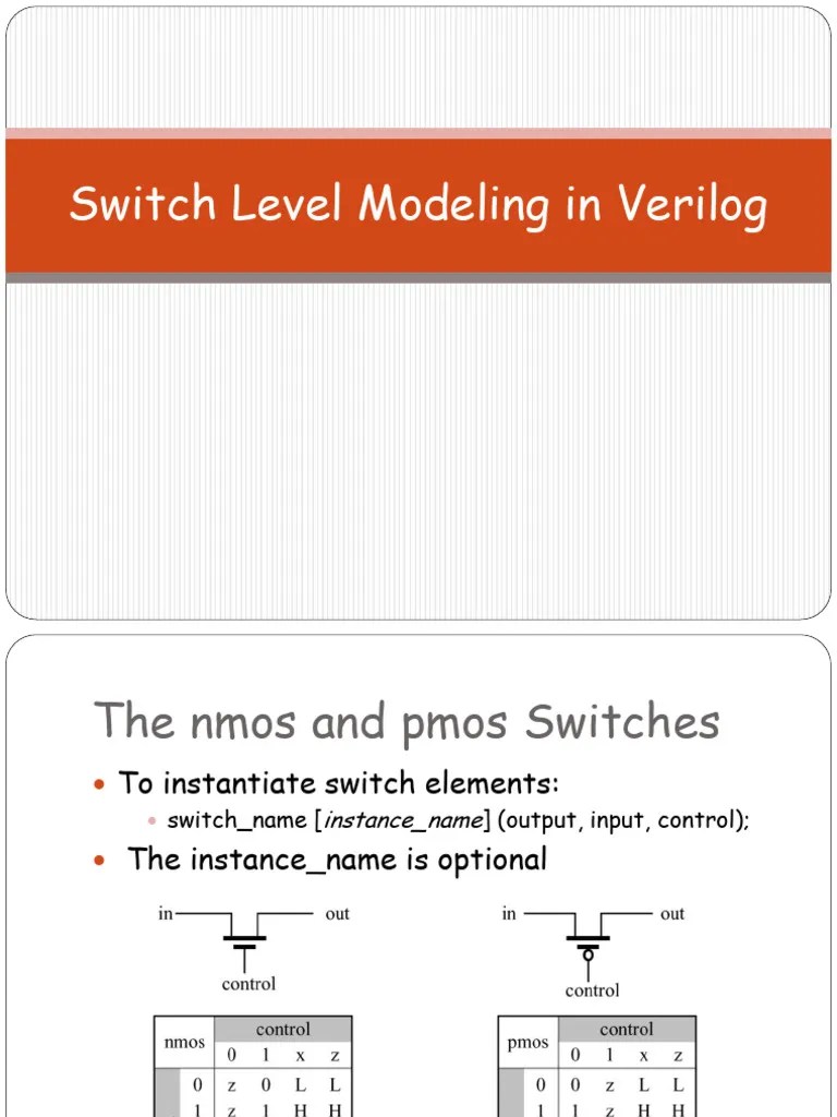 SwitchLevelModelinginVerilog | PDF | Logic Gate | Cmos