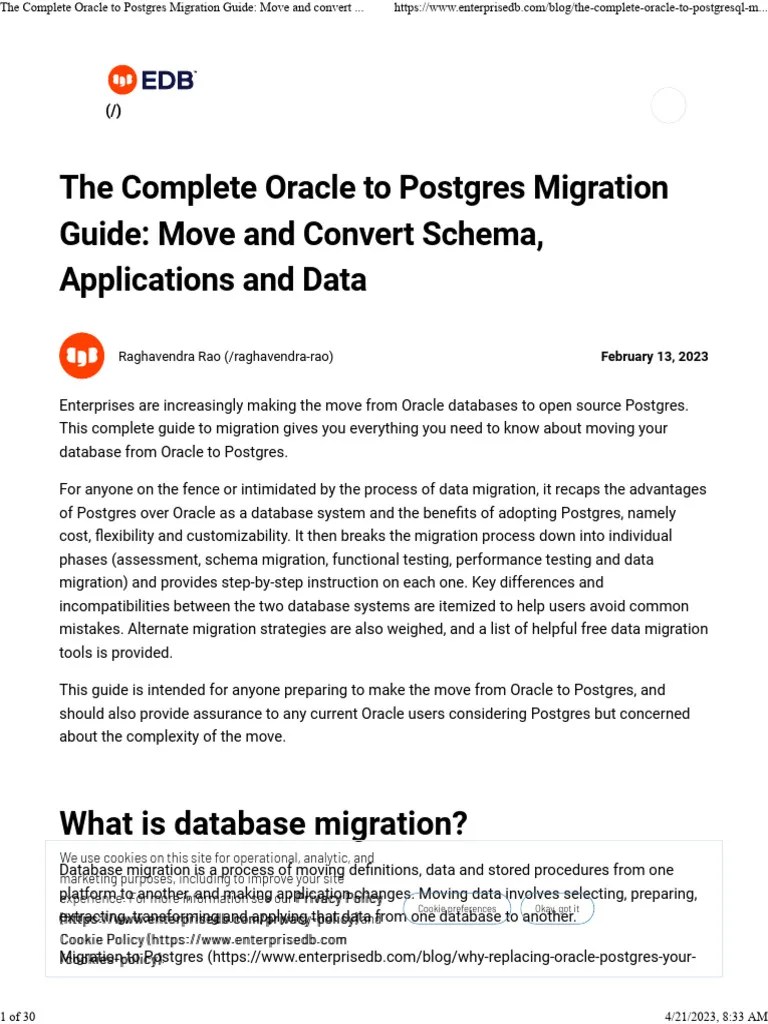 The Complete Oracle To Postgres Migration Guide Move And Convert Schema ...