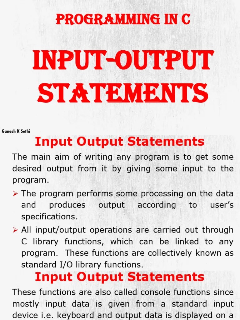 I_O Statements | PDF | Input/Output | Computer Programming