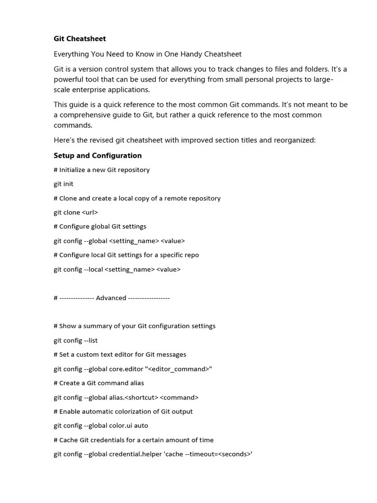Git Cheatsheet | PDF | Version Control | Operating System Families