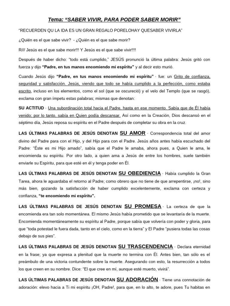 Tema Vivir Con Proposito, Para Saber Morir | PDF | Oración | Santo