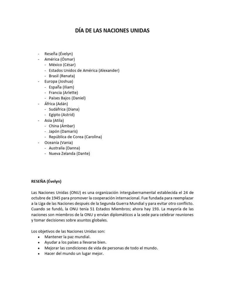 Día De Las Naciones Unidas | PDF | Asia | Australia