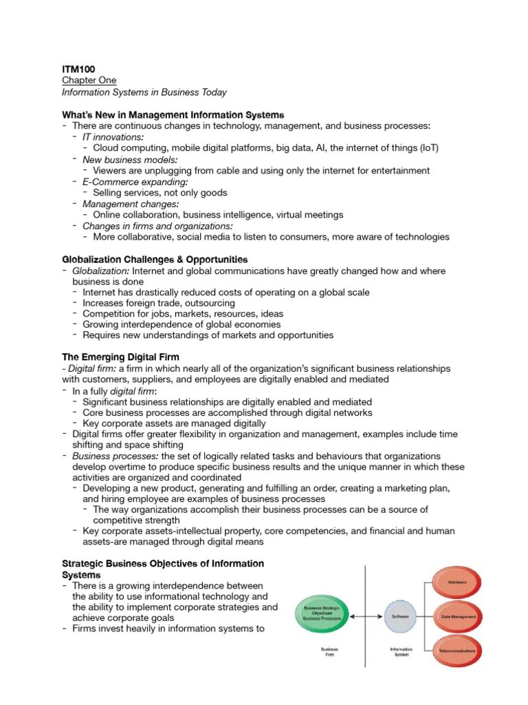 ITM 100 All Notes | PDF | Databases | Supply Chain