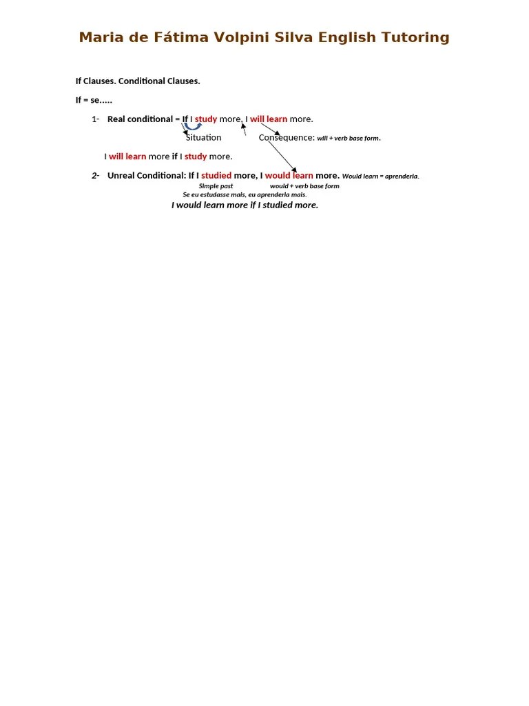 If Clauses Real And Unreal Conditionals | PDF