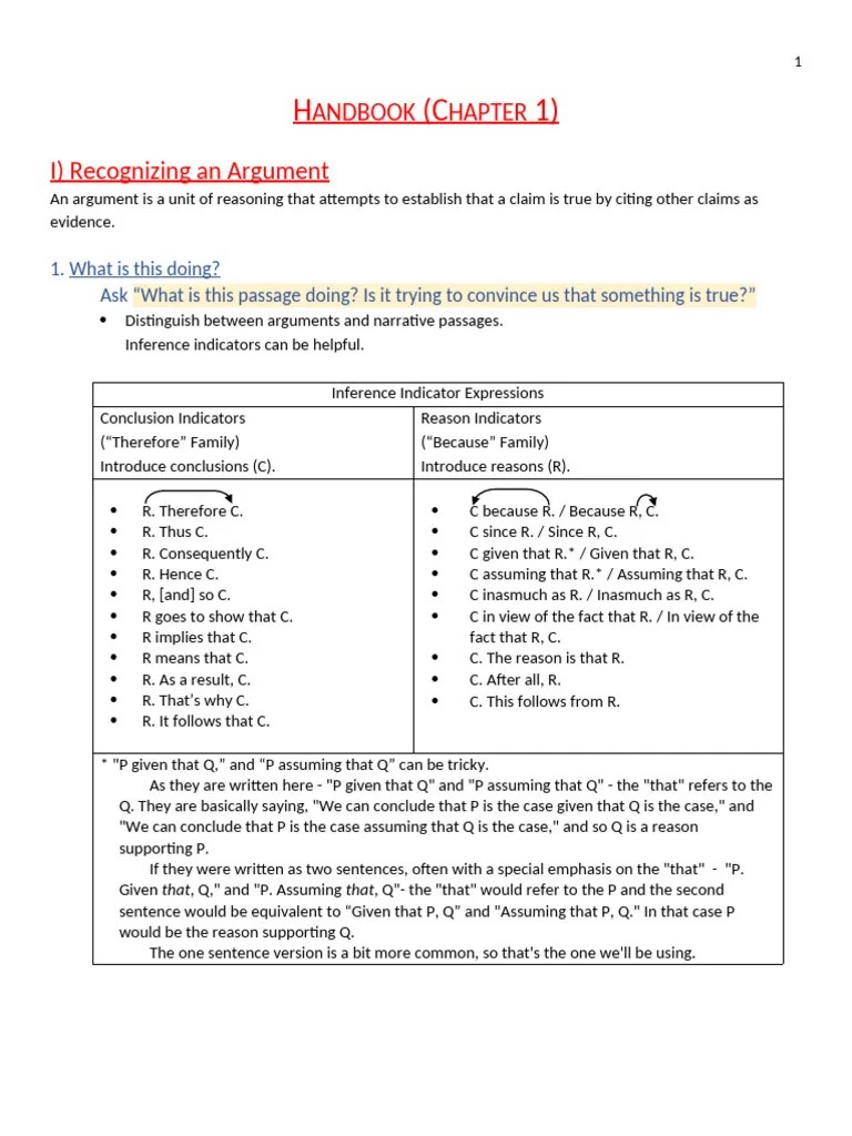 Chapter 1 Handbook(1) | PDF | Argument | Inference