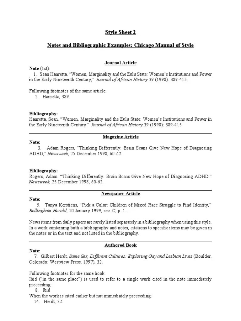 Chicago Manual Of Style Examples | Publications | Citation