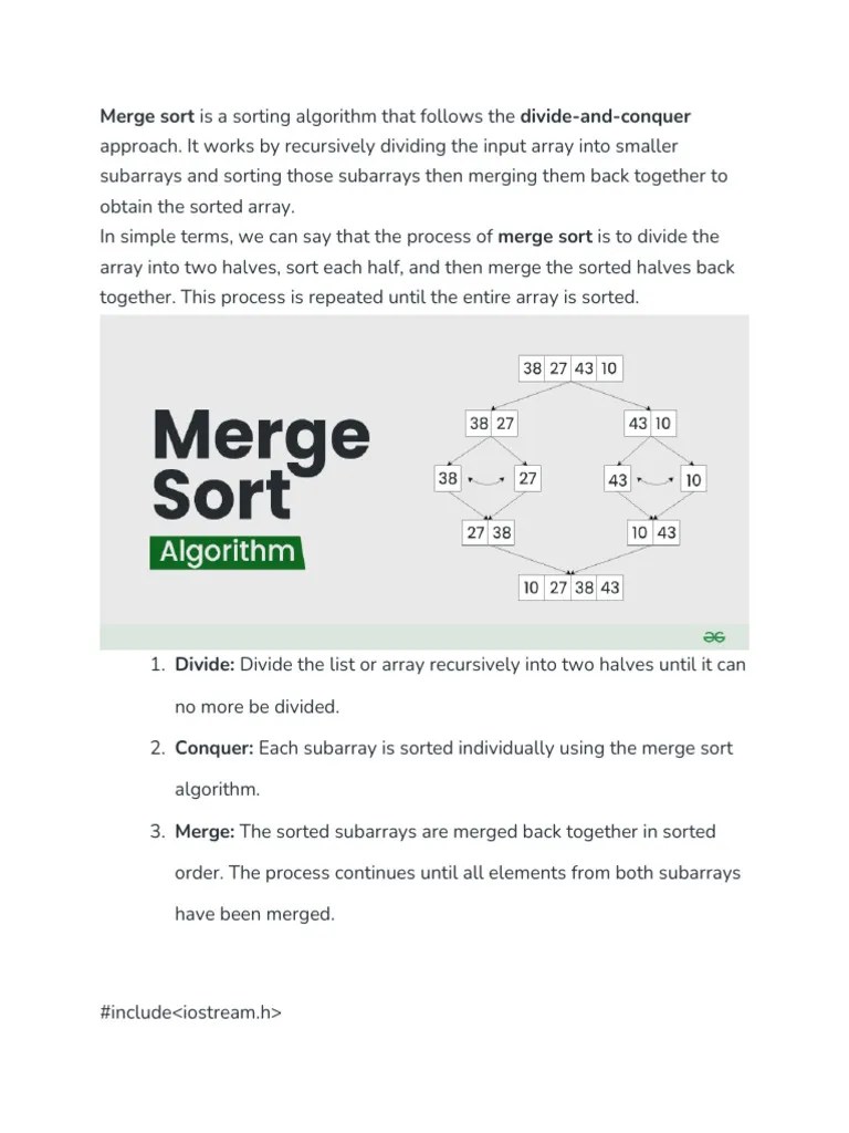 Merge Sort | PDF | Computer Science | Algorithms And Data Structures