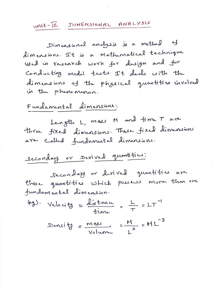Dimensional Analysis & Buckingham - S Pi-Theorem | PDF