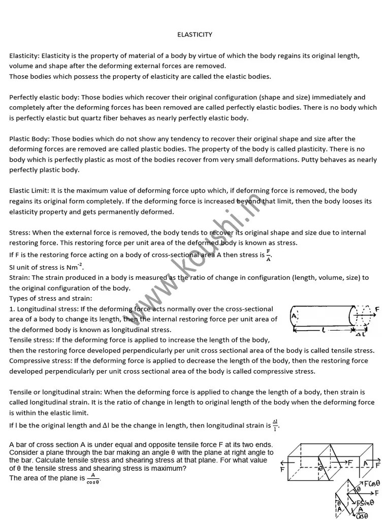 ELASTICITY (1) | PDF | Deformation (Engineering) | Elasticity (Physics)