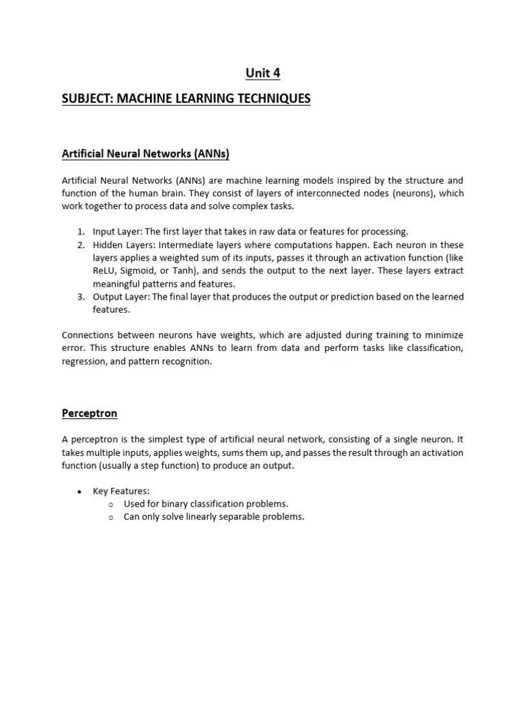 Unit 4 Notes | PDF | Artificial Neural Network | Deep Learning