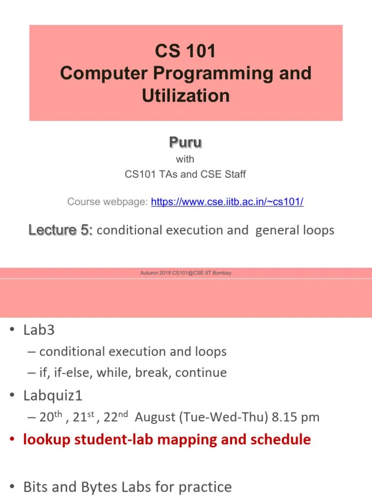 Lecture5 | PDF | Control Flow | Computing