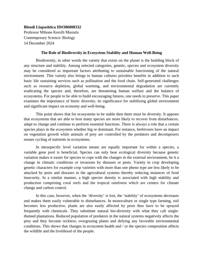 BiologyProject | PDF | Biodiversity | Ecosystem