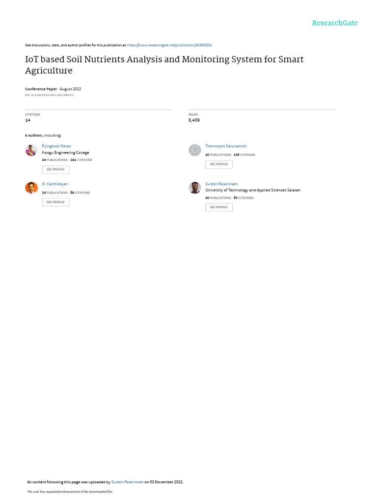 IoT Based Soil Nutrients Analysis And Monitoring System For Smart ...