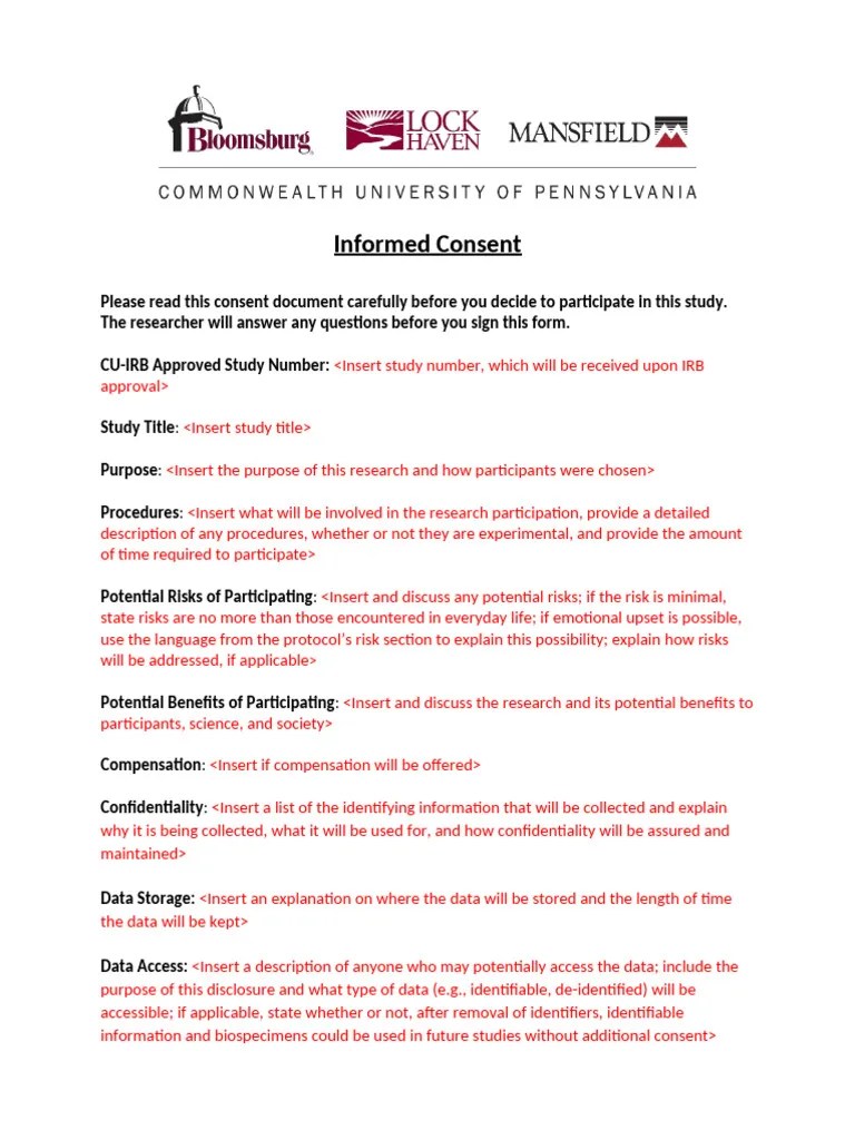Cu-irb-consent-template | PDF | Consent | Informed Consent