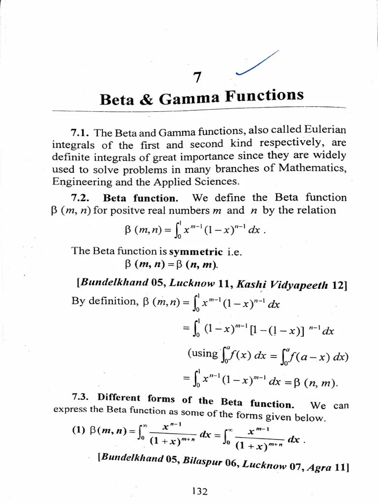 Beta And Gamma Functions | PDF | Integral | Function (Mathematics)
