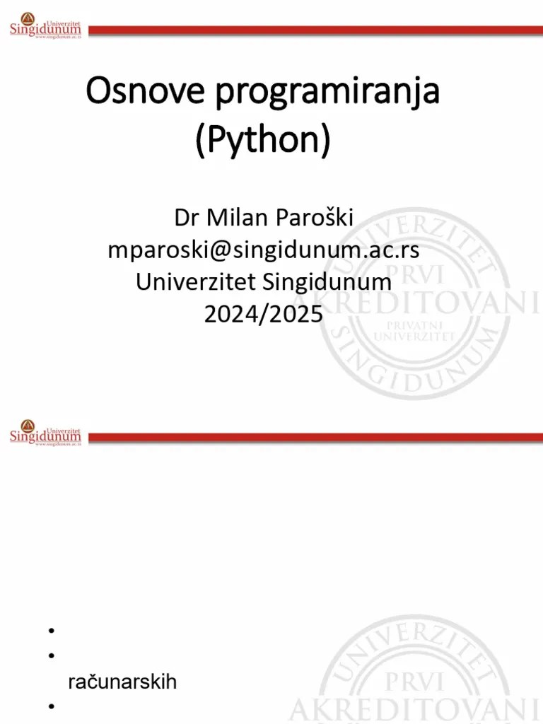 1.predavanje (25.09.2024.) - Čas 1 - Osnove Programiranja (Python) - Uvodno Predavanje | PDF