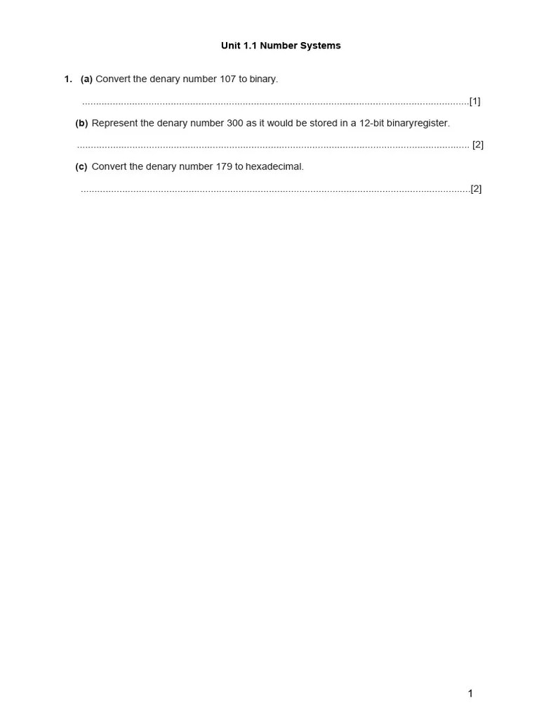 IGCSE Computer Science Number Systems TQ Paper Set 5 | PDF | Decimal ...