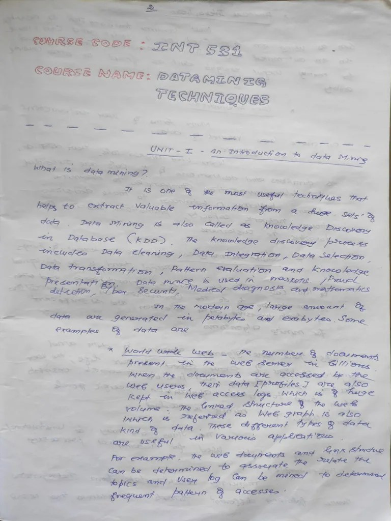 Data Mining Unit 1 Notes | PDF