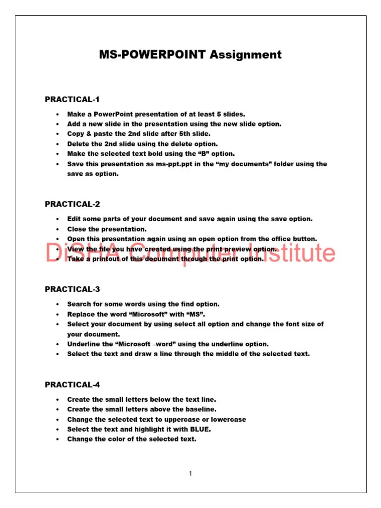 MS-POWERPOINT Assignment | PDF | Microsoft Power Point | Computing