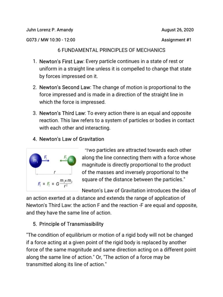 6 Fundamentals Of Mechanics | PDF