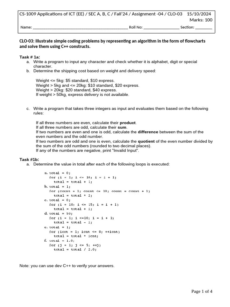 Assignment 04 ICT | PDF | Numbers | Computer Programming