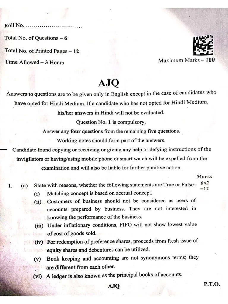 CA Foundation Accounts QP Jan 2025 Exam Castudynotes Com | PDF