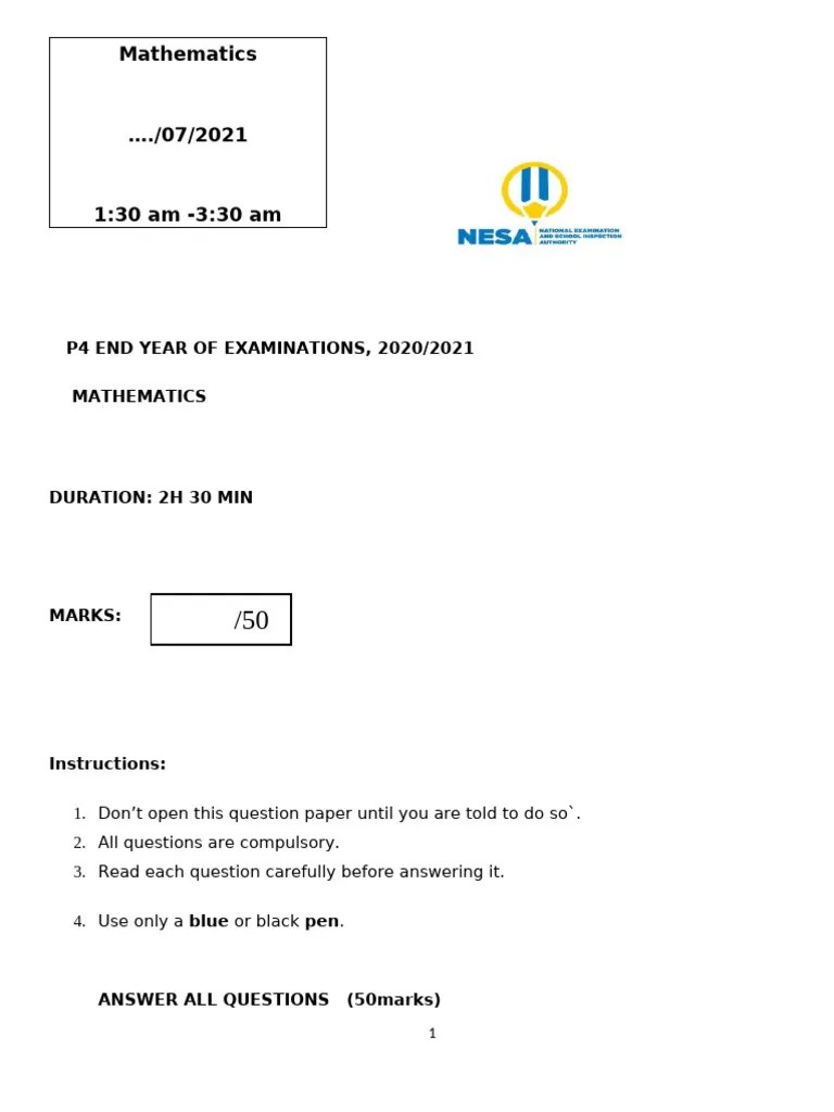 Mathematics P4 | PDF | Numbers | Mathematics