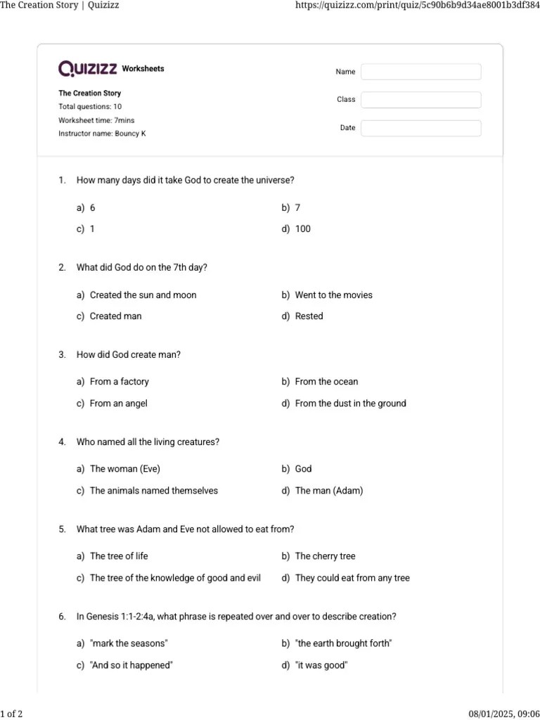 Story Of Creation | PDF | Genesis Creation Narrative | Adam