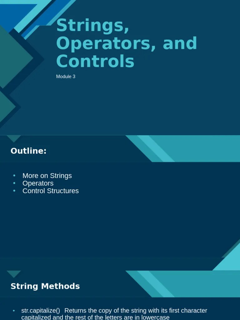 Module 3 - Strings, Operators, And Controls | PDF | Boolean Data Type ...