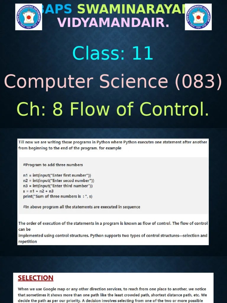Class-11 Ch-8 Flow Of Control | PDF