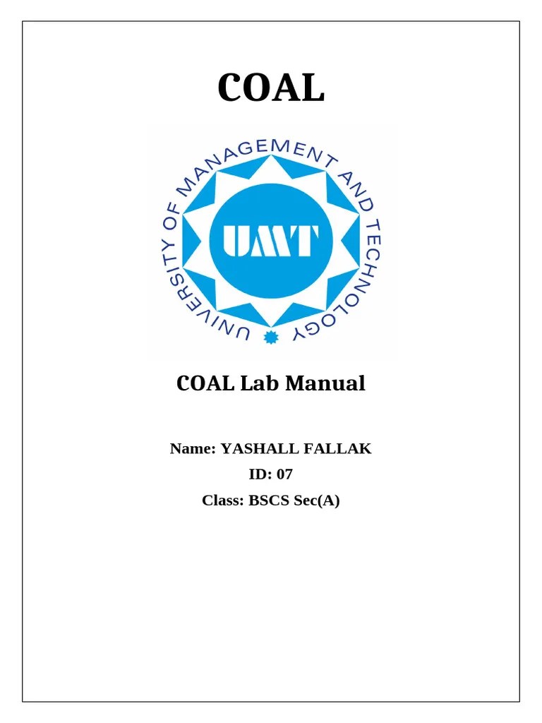 COAL LAB MANUAL-1 | PDF | Computer Program | Programming