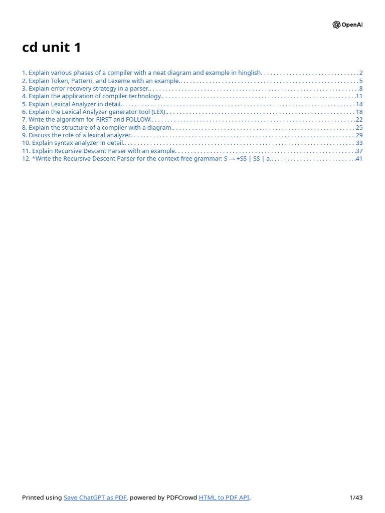 Cd Unit 1 | PDF | Parsing | Compiler