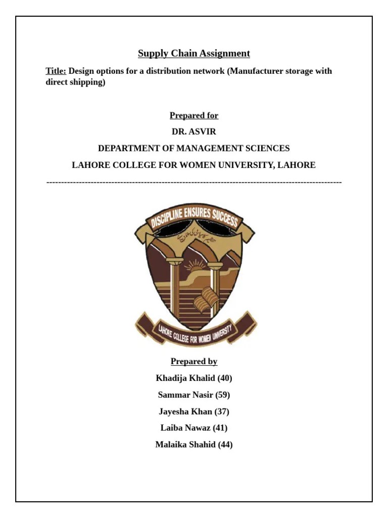 Supply Chain Assignment Pdf Warehouse Supply Chain