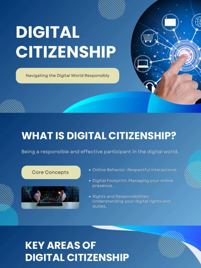 Blue Modern Digital Citizenship Presentation | PDF | Privacy | Cyberbullying