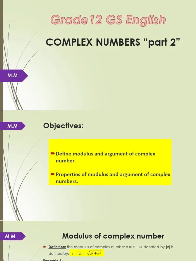 2 Complex Number Part 2 | PDF | Complex Number | Geometry