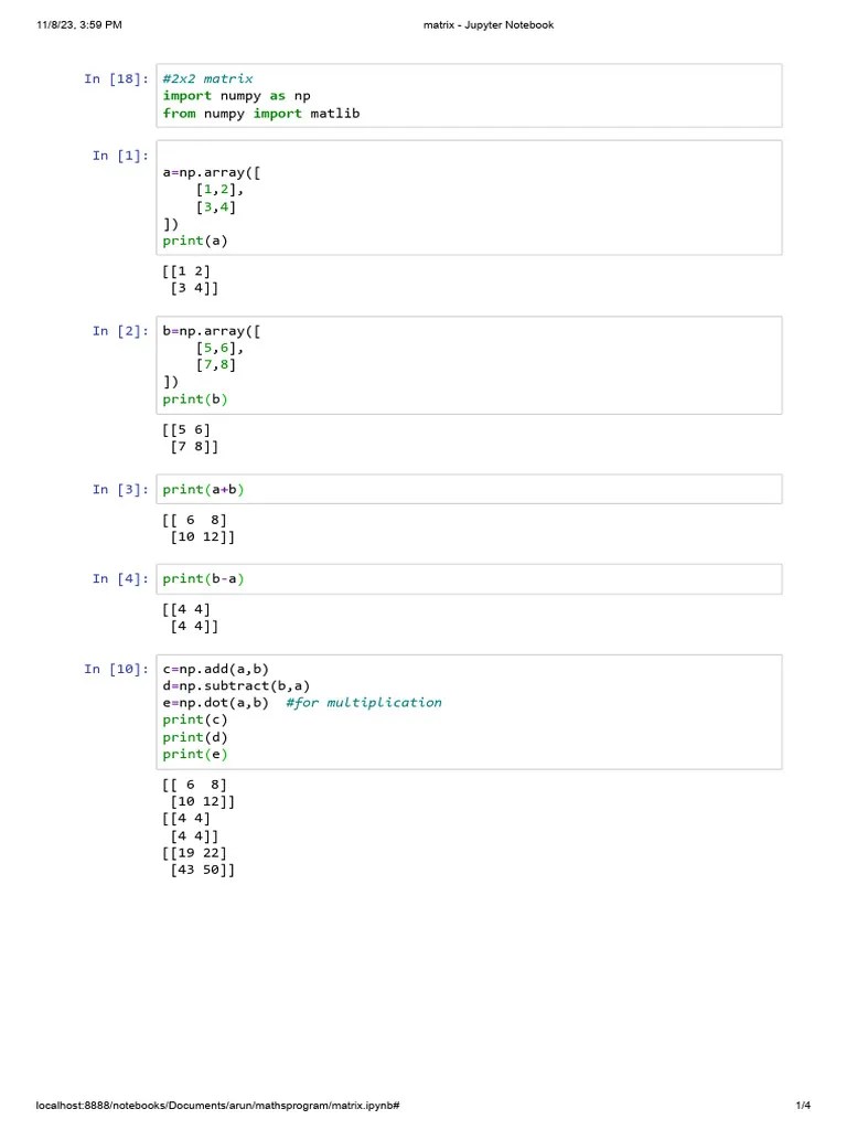Matrix - Jupyter Notebook | PDF | Matlab | Determinant