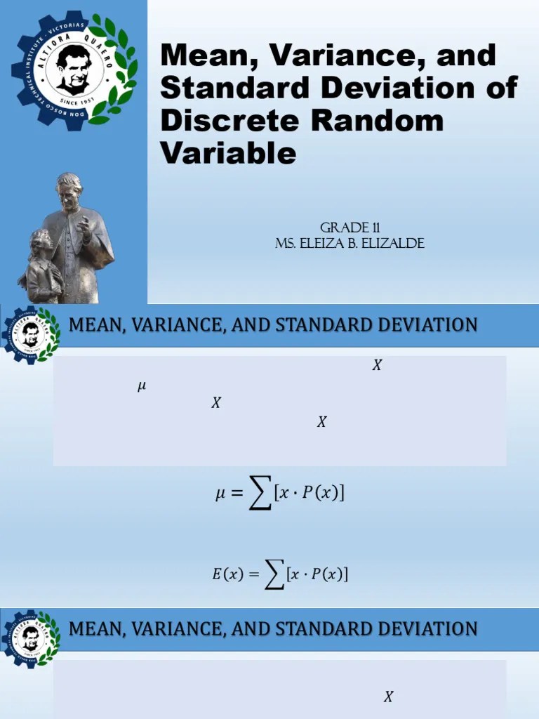 Mean Variance Standard Deviation | PDF | Expected Value | Variance