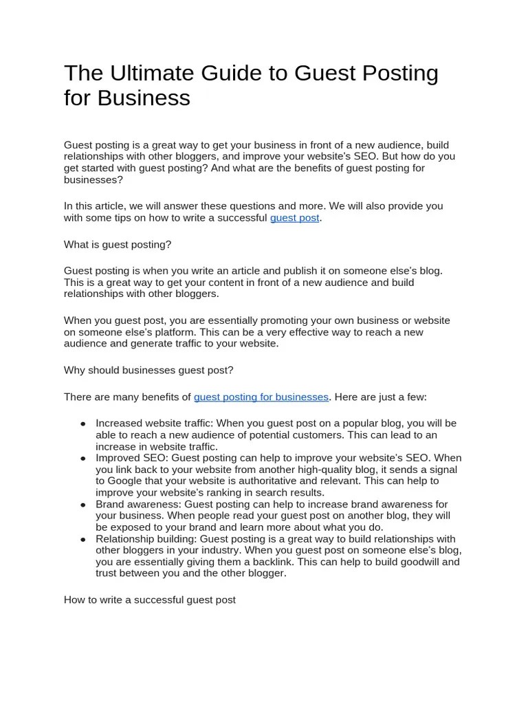The Ultimate Guide To Guest Posting For Business | PDF | Search Engine ...