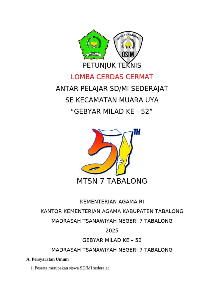 Petunjuk Teknis Cerdas Cermat | PDF