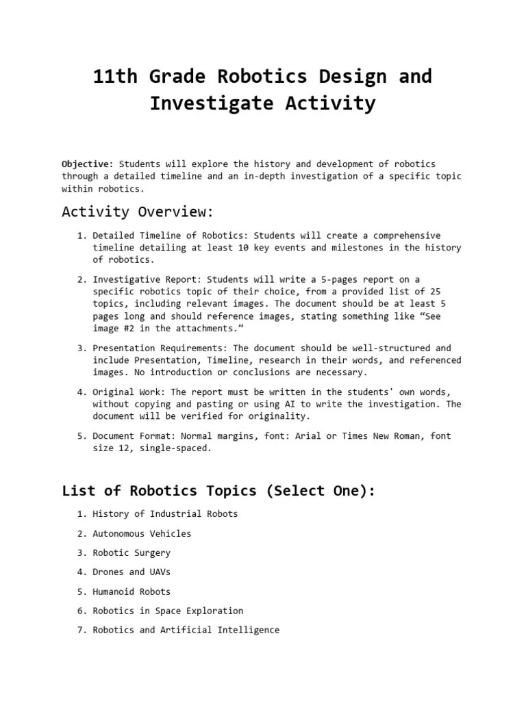 Grade ICT Activity Instructions And Rubric | PDF | Robotics | Robot