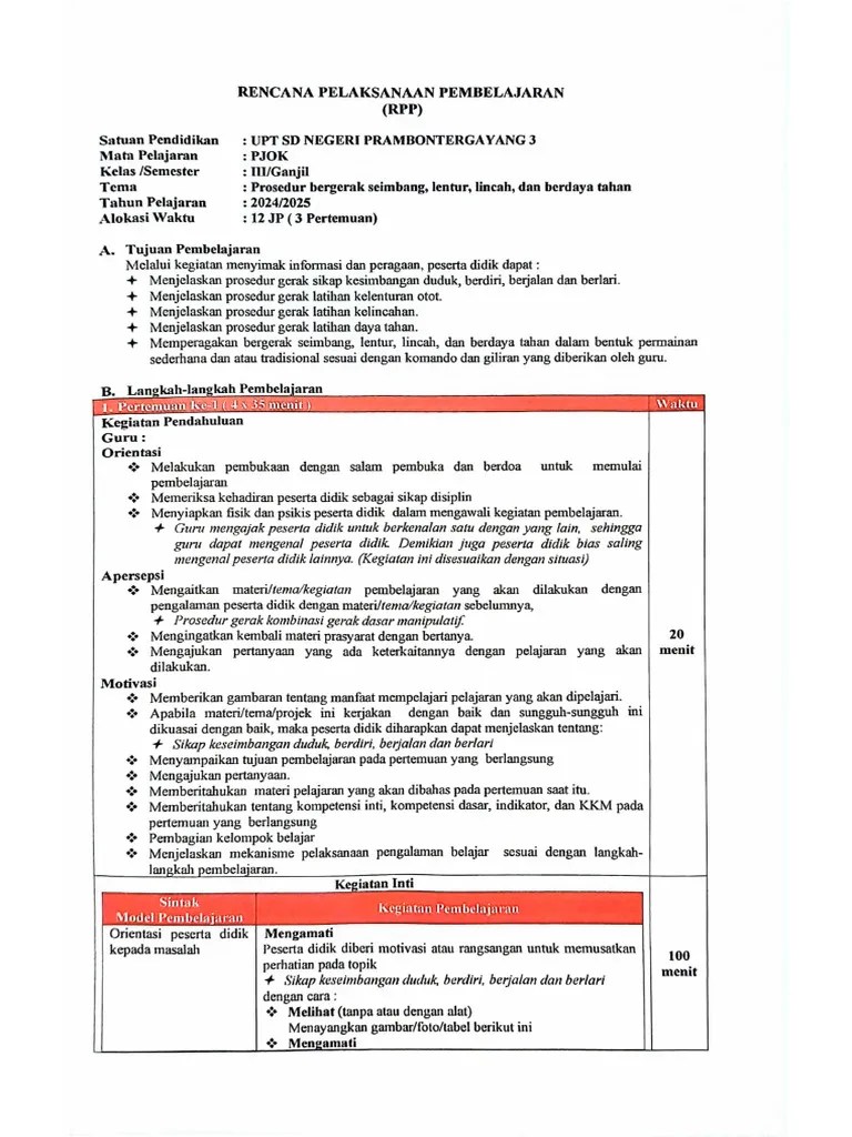 RPP Kelas 3 | PDF