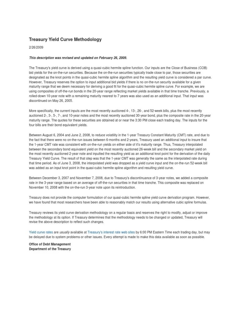 Treasury Yield Curve Methodology | PDF | Yield Curve | Bonds (Finance)