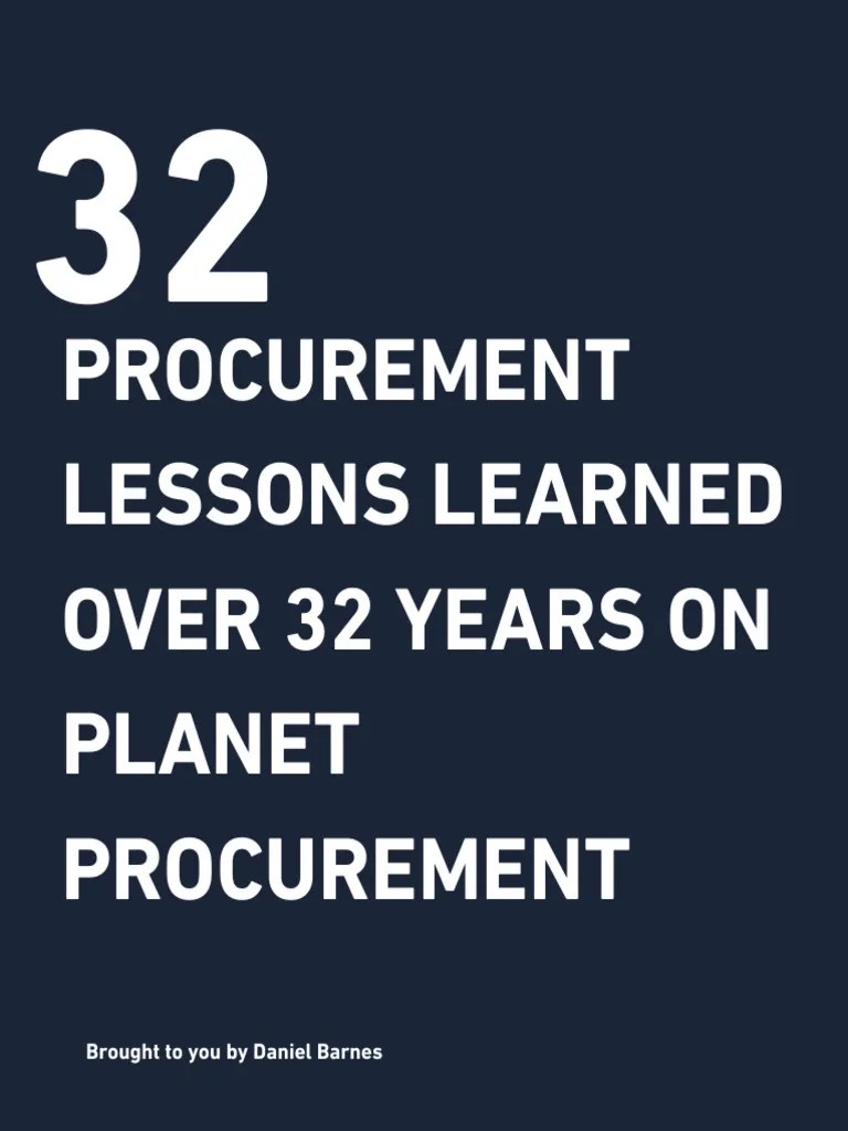 32 Procurement Lessons Learned 1698402643 | PDF | Procurement | Innovation
