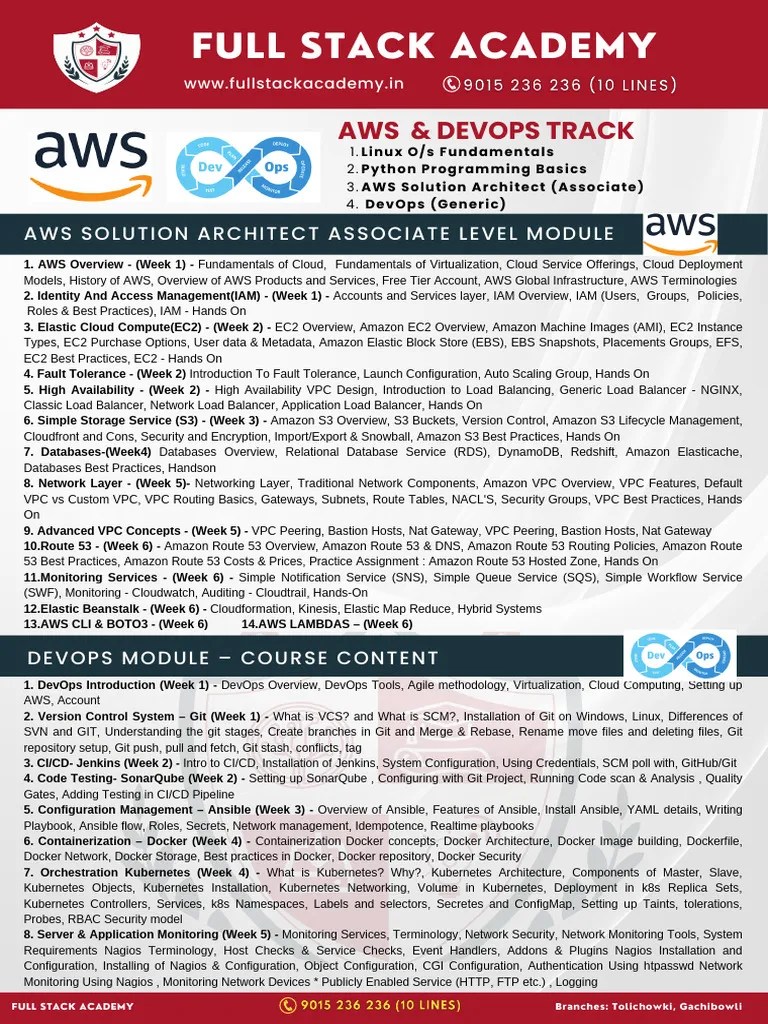 AWS & DevOps Course Content | PDF | Computer File | Amazon Web Services