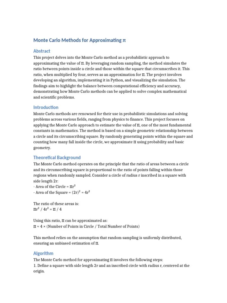 Monte_Carlo_Project_Advanced | PDF | Pi | Monte Carlo Method