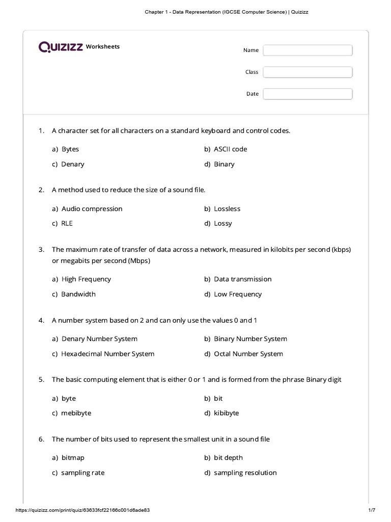 Chapter+1+-+Data+Representation+ (IGCSE+Computer+Science) + +quizizz ...